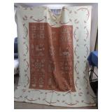 Handstitched Quilt,Cream&Red, 80x90"