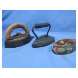 3 Antique Sad Irons (one from Colebrookdale Iron