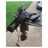 Silver Trimmed Leather Pony Saddle,13.5" Girth