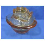 Vintage L.E. Smith Amber Glass Lidded Candy Dish