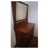 Vintage Wooden Dresser w/Swing Mirror