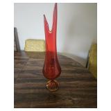 Vintage L.E. Smith Amberina Swung Glass Vase 18"