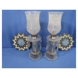 Pair Embossed Glass Table Lamps