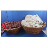 Wicker Baskets w/Blankets,Sheets &more Linens