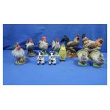 Ceramic Roosters, Cow Salt & Pepper