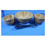 Pampered Chef Wooden Salad Bowl Set&Salad Serving