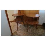 2 Wooden Circular End Tables 18x23.5"H