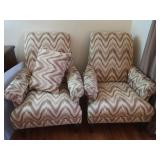 2 Matching Upholstered Chairs w/Pillow&Arm Covers