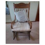 Wooden Rocking Chair w/Seat Cushion&Pillow