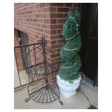 2 Cement Planters 51"H&Metal Corner Shelf-36"H