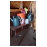 Wood Bench(approx. 36x12x24"H,Watering Cans,Yard