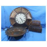 24"Dia. Clock,Deocrative Metal Bowl,Nested Metal