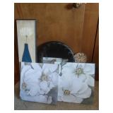 Wall Art,Mirror,2 Canvas Paintings,Metal Plate