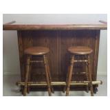 Wooden Bar Set w/2 Stools(bar set-60x24x42"H, Bar