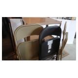 3 Metal Folding Chairs&Wheeled Metal Cart