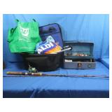 Fishing Tackle Box w/Contents,Fishing Pole