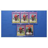 Lot of 4 1975 Lou Brock cards, & 1 Highlight, all