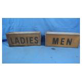 2 Vintage 2 Sided Men &Ladies Signs 14x6x6