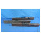 3 Vintage Wooden Levels 2-24",1-26"
