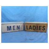 2 Vintage 2 Sided Men &Ladies Signs 14x6x6
