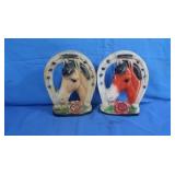 Antique Horse Themed Chalkware Bookends