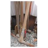2 Flat Shovels,Pick,Sledge Hammer&more