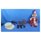 Cast Iron Figures,Amish Dolls,Cloth Clown&more