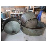 3 Large Galv Funnels&Oil Pan