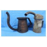 2 Vintage Galvanized Metal Oil Dispenser Cans