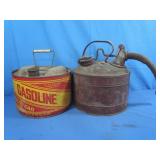 2 Vintage Metal 2.5 Gallon Gas Cans