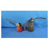 2 Vintage Galvanized Metal Oil Dispenser Cans
