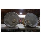 2 Metal Arc Fixtures,Lamps,Reflectors, 15"Dx24