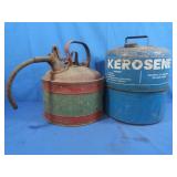 Vintage 2.5 Gallon Gas Can& 5 Gallon Kero