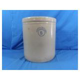 Vintage Stoneware Crock,5 Gal,has cracks,13"H