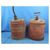 2 Vintage Metal 5 Gal Gas Cans,15"H