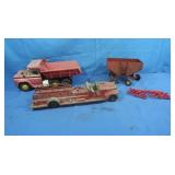 Vintage Hubley Fire Truck 16"L,Gravity Wagon,Dump