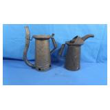 2 Vintage Galvanized Metal Oil Dispenser Cans