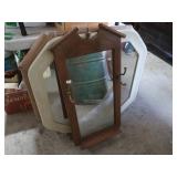 Wood Framed Mirror w/hooks, 17x31'&Ceramic Framed