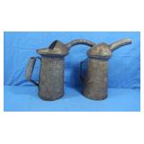 2 Vintage Galvanized Metal Oil Dispenser Cans