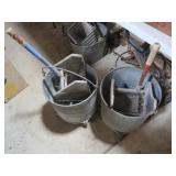 2 Metal Wringer Mop Buckets