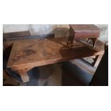 Wheeled Wooden bench 62.25x23.5x20.5"H & Wooden