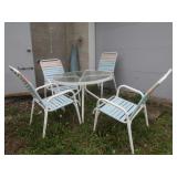 Patio Set-Glass Table,4 Vinyl Strap