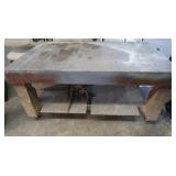 Wheeled Wooden Table 49x29.5x24" No Contents