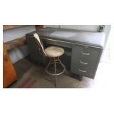 Metal Desk 53.5x29.5x29" and Vintage Metal Swivel