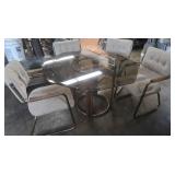 Octogon Glass Table With Metal & Wood Base