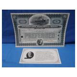 Antique 1921 Stock Certificates to Fund the