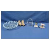Glass Purse Paperweight, Blue Vintage Glass Ware