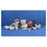 Home Decor Lot Candle, Birds, Wooden Vase & More