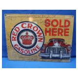 Ebossed Red Crown Gas Metal Sign 16.75x12"