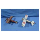 1 Vintage Cast Iron Airplane, 1 Vintage Tin